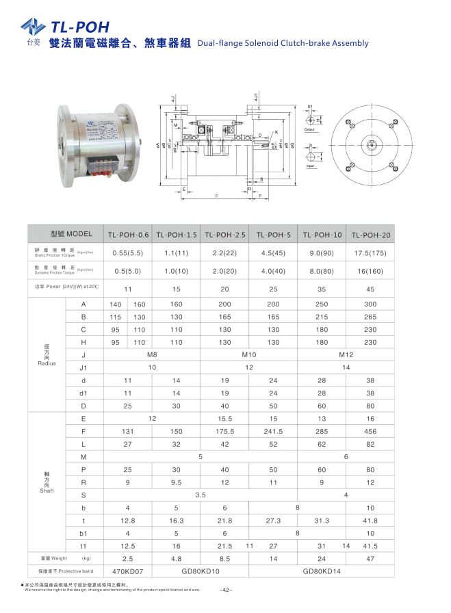 電磁離合剎車組合型號規格圖